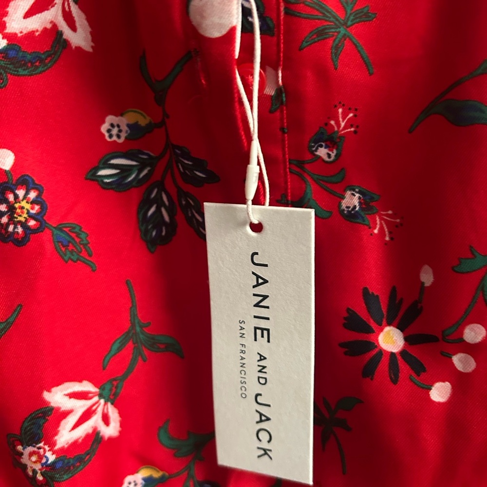 NWT Janie and Jack Girls Vibrant Red Floral Romper Size 7 - Picture 3 of 6
